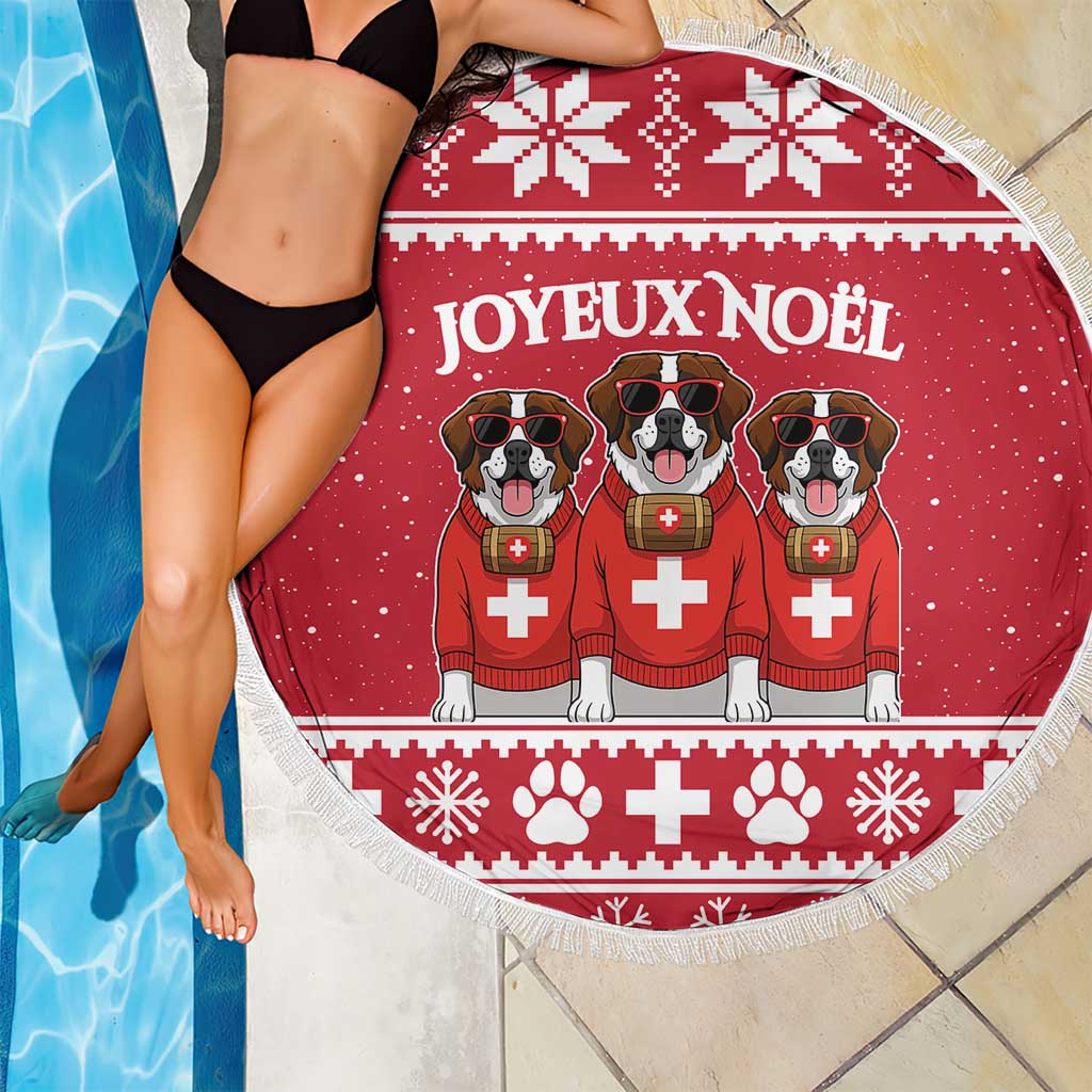 Saint Bernard Dog Switzerland Christmas Beach Blanket - Wonder Print Shop