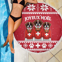 Saint Bernard Dog Switzerland Christmas Beach Blanket - Wonder Print Shop