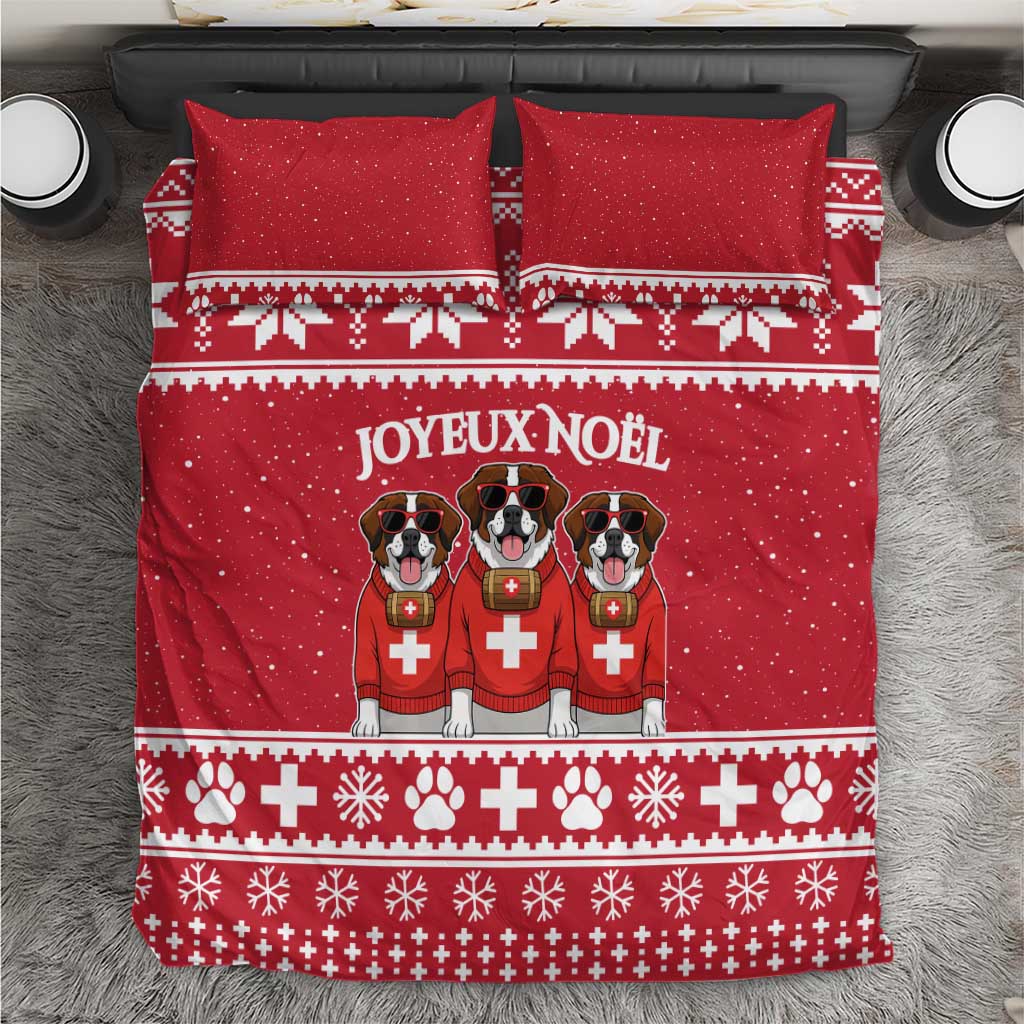 Saint Bernard Dog Switzerland Christmas Bedding Set - Wonder Print Shop