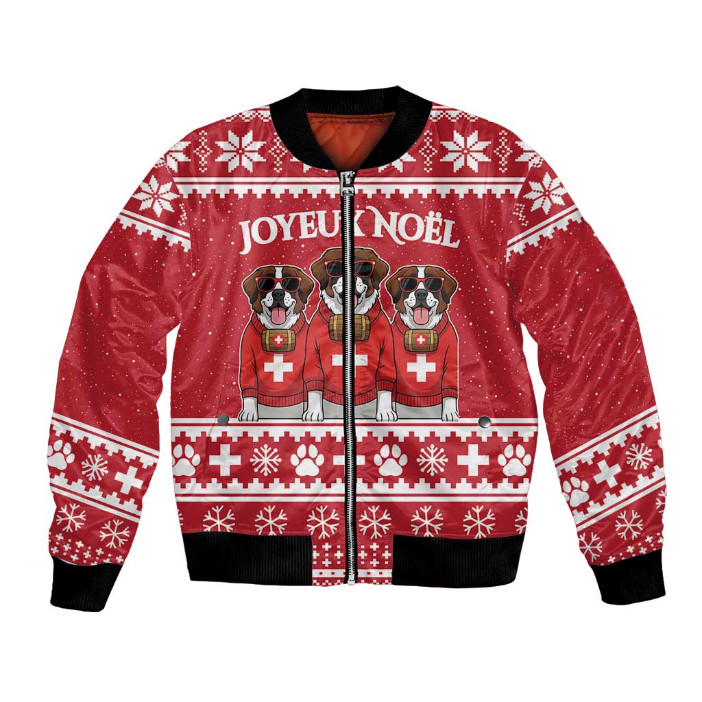 Saint Bernard Dog Switzerland Christmas Bomber Jacket - Wonder Print Shop