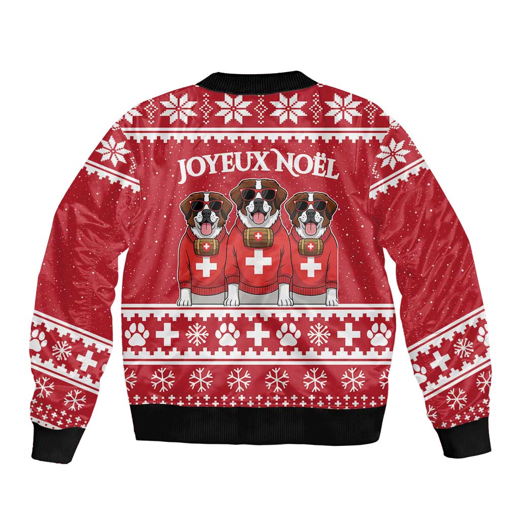 Saint Bernard Dog Switzerland Christmas Bomber Jacket - Wonder Print Shop