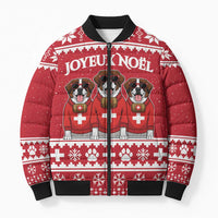 Saint Bernard Dog Switzerland Christmas Bomber Puffer Jacket - Wonder Print Shop