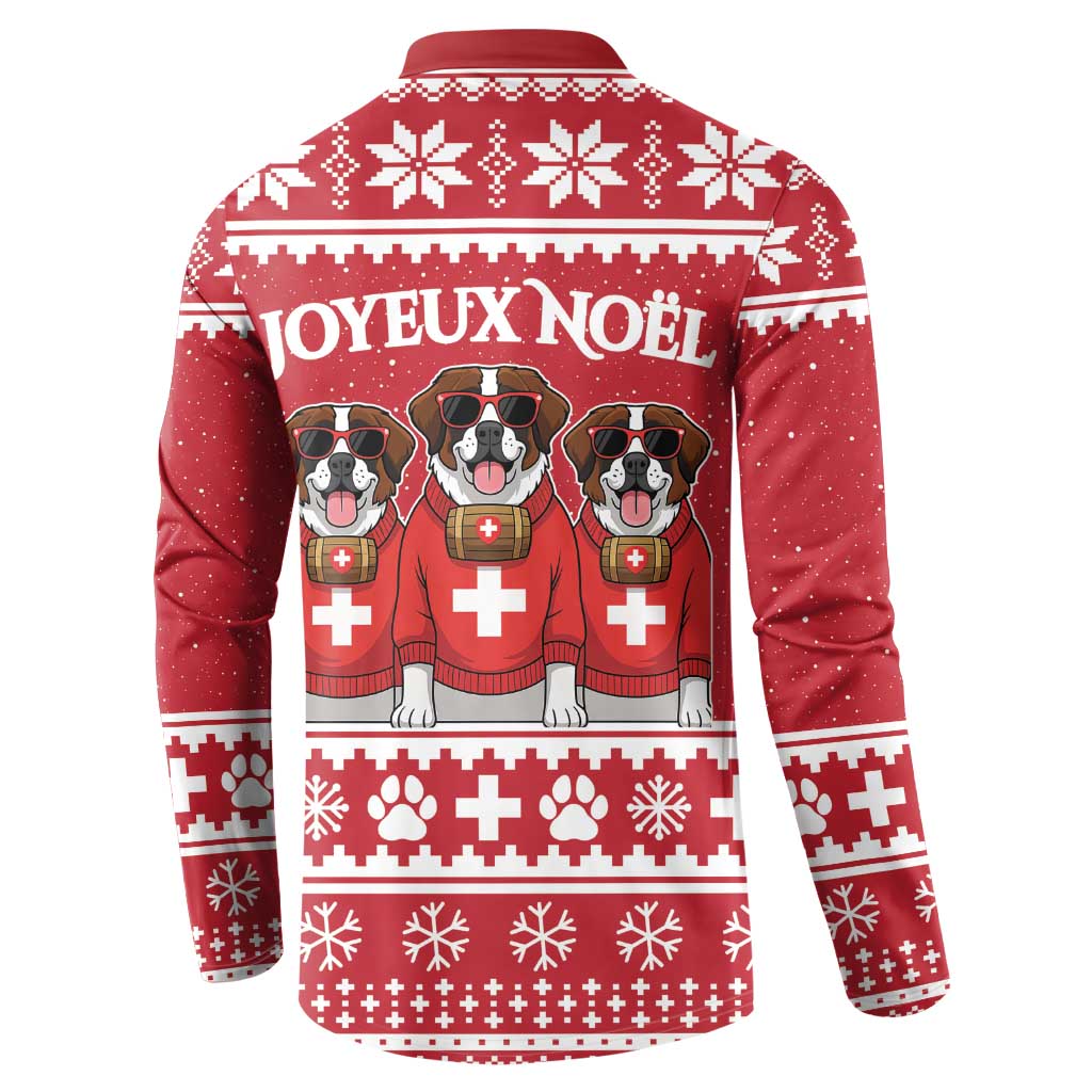 Saint Bernard Dog Switzerland Christmas Button Sweatshirt - Wonder Print Shop