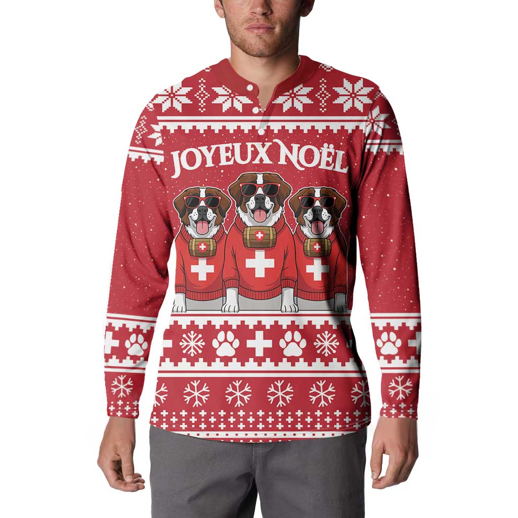 Saint Bernard Dog Switzerland Christmas Button Sweatshirt - Wonder Print Shop