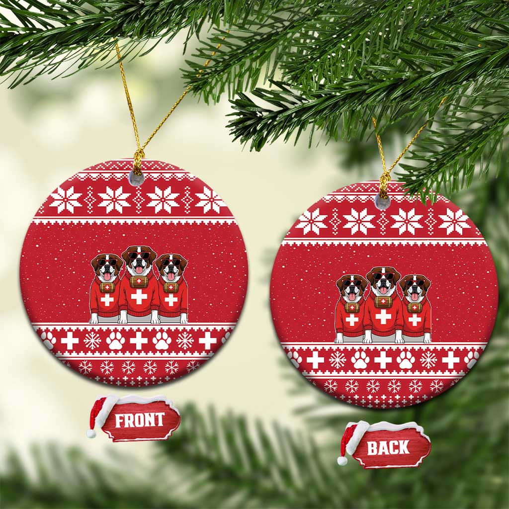 Saint Bernard Dog Switzerland Christmas Ceramic Ornament - Wonder Print Shop