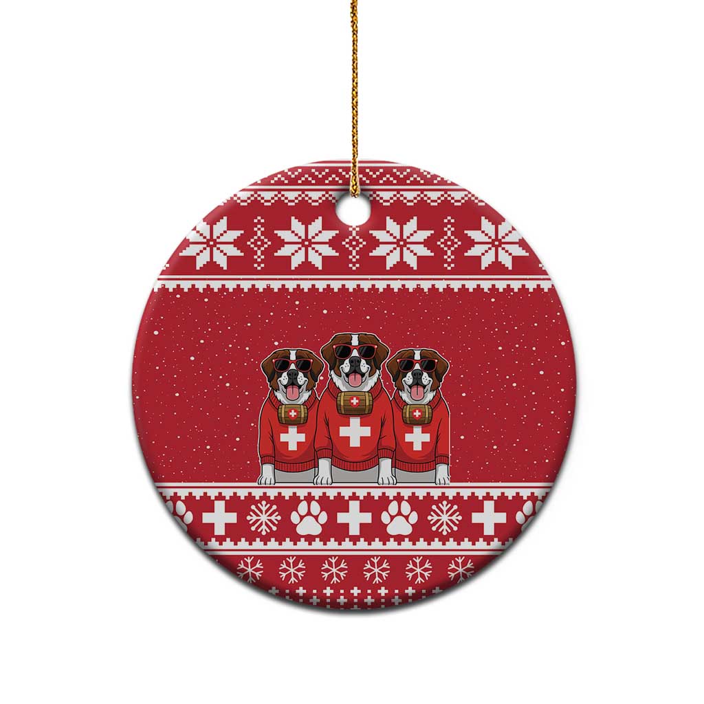 Saint Bernard Dog Switzerland Christmas Ceramic Ornament - Wonder Print Shop