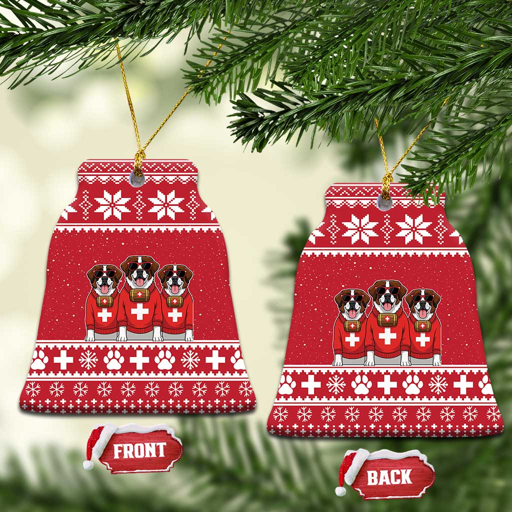 Saint Bernard Dog Switzerland Christmas Ceramic Ornament - Wonder Print Shop