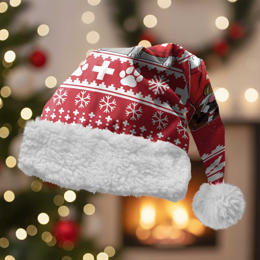 Saint Bernard Dog Switzerland Christmas Santa Hat - Wonder Print Shop