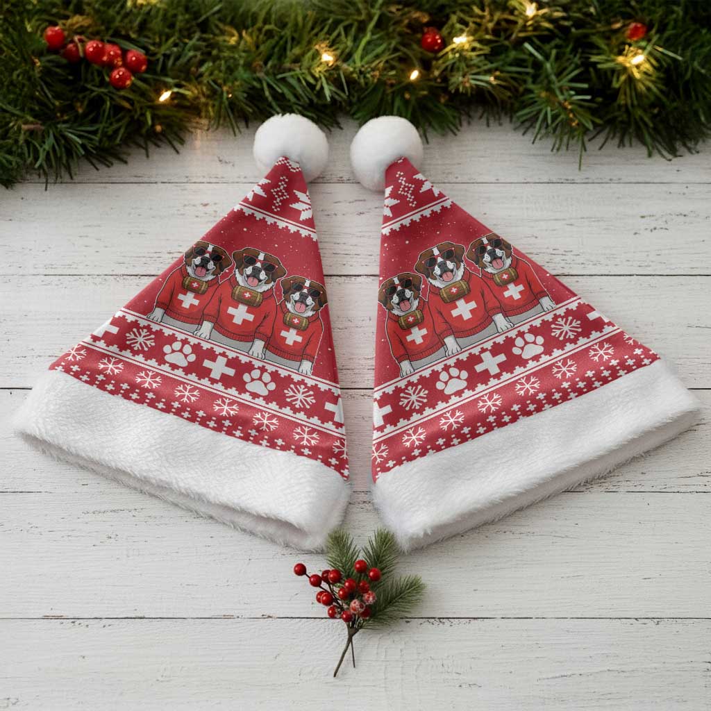 Saint Bernard Dog Switzerland Christmas Santa Hat - Wonder Print Shop