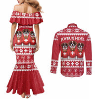 Saint Bernard Dog Switzerland Christmas Couples Matching Mermaid Dress and Long Sleeve Button Shirt - Wonder Print Shop