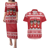 Saint Bernard Dog Switzerland Christmas Couples Matching Puletasi and Hawaiian Shirt - Wonder Print Shop