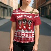 Saint Bernard Dog Switzerland Christmas Cross Shoulder Shirt - Wonder Print Shop