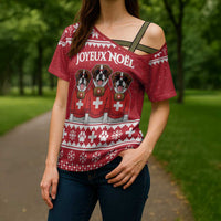 Saint Bernard Dog Switzerland Christmas Cross Shoulder Shirt - Wonder Print Shop