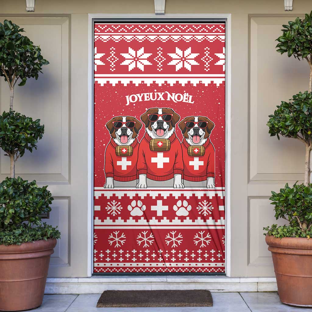 Saint Bernard Dog Switzerland Christmas Door Cover - Wonder Print Shop