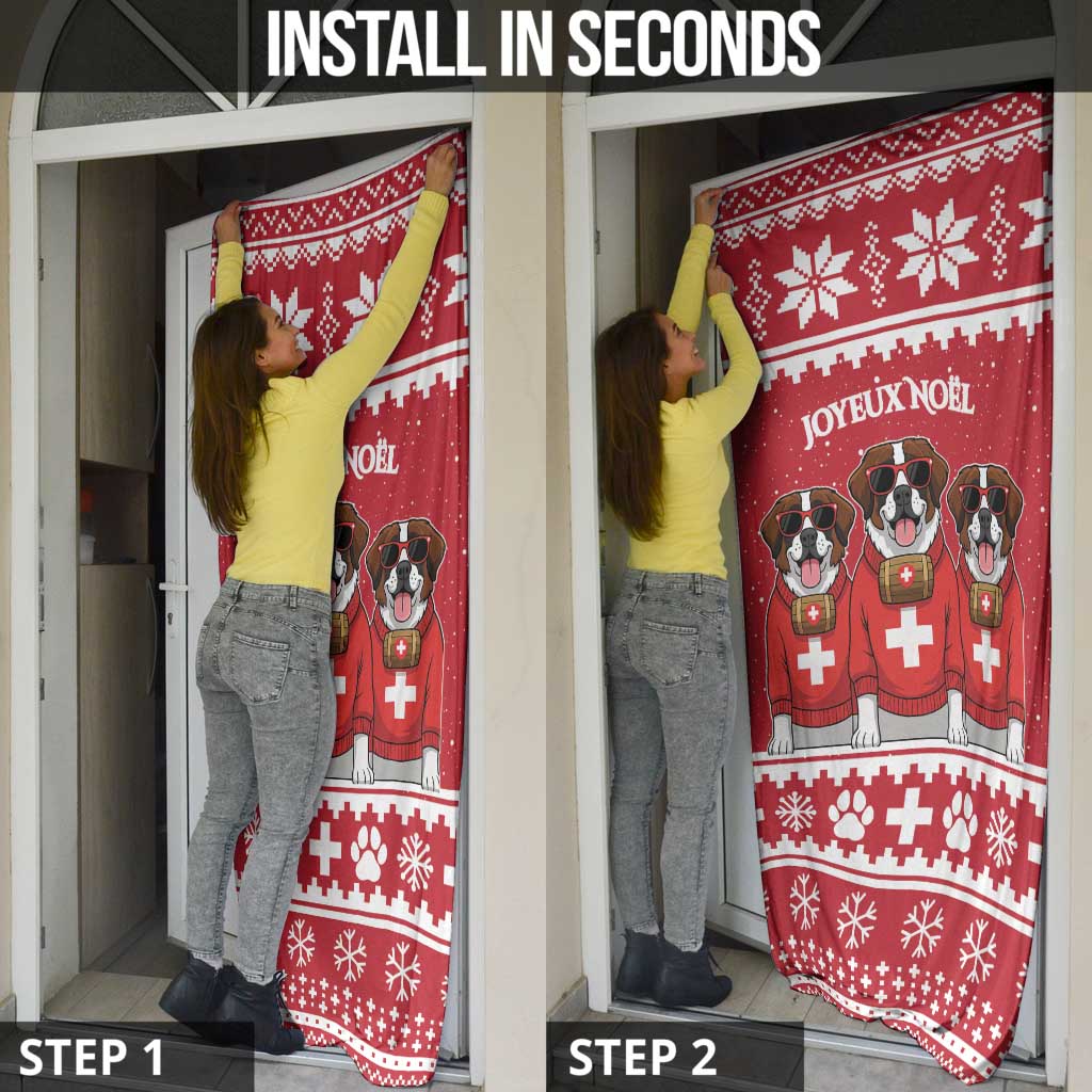 Saint Bernard Dog Switzerland Christmas Door Cover - Wonder Print Shop