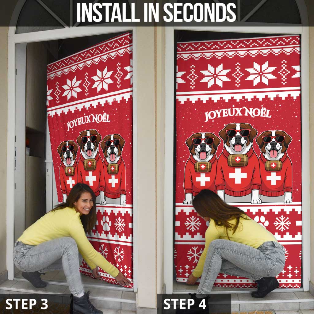 Saint Bernard Dog Switzerland Christmas Door Cover - Wonder Print Shop