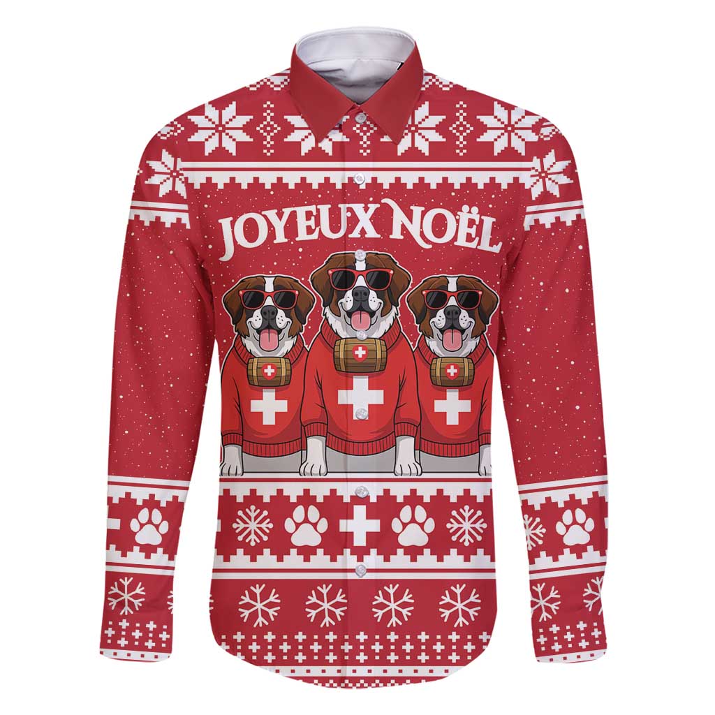 Saint Bernard Dog Switzerland Christmas Family Matching Long Sleeve Bodycon Dress and Hawaiian Shirt - Wonder Print Shop