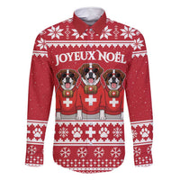 Saint Bernard Dog Switzerland Christmas Family Matching Long Sleeve Bodycon Dress and Hawaiian Shirt - Wonder Print Shop