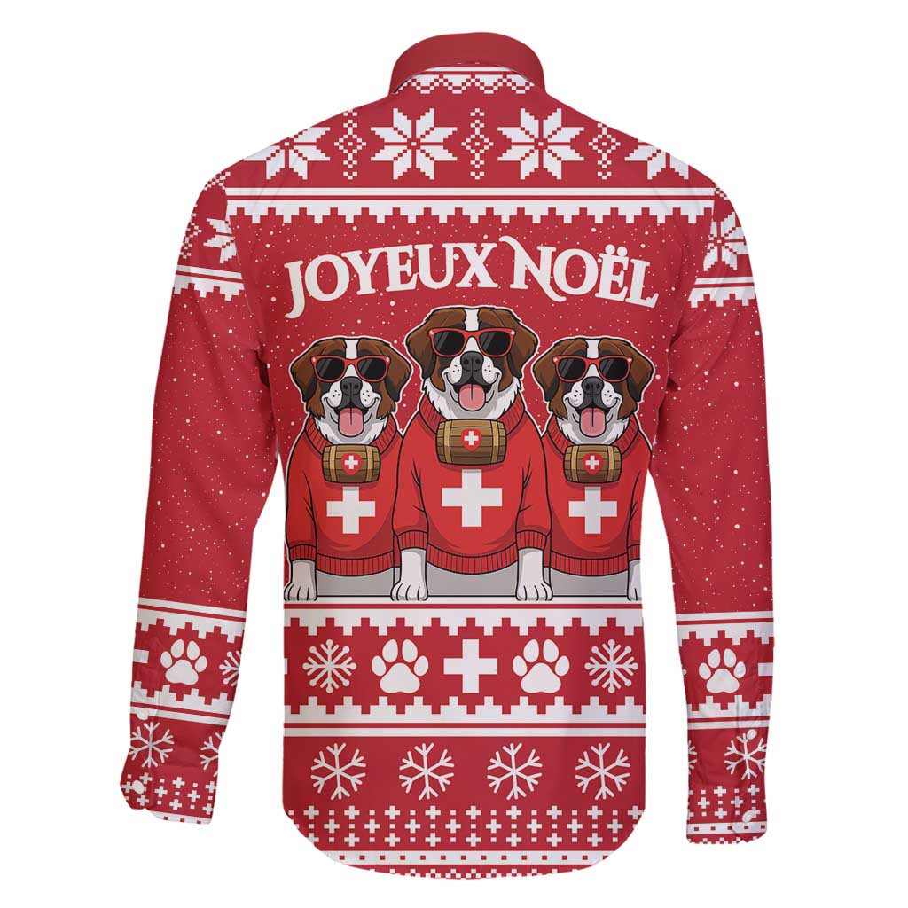 Saint Bernard Dog Switzerland Christmas Family Matching Long Sleeve Bodycon Dress and Hawaiian Shirt - Wonder Print Shop