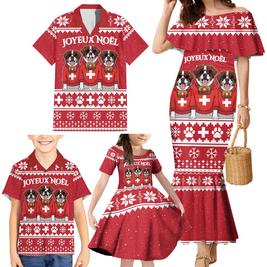Saint Bernard Dog Switzerland Christmas Family Matching Mermaid Dress and Hawaiian Shirt - Wonder Print Shop
