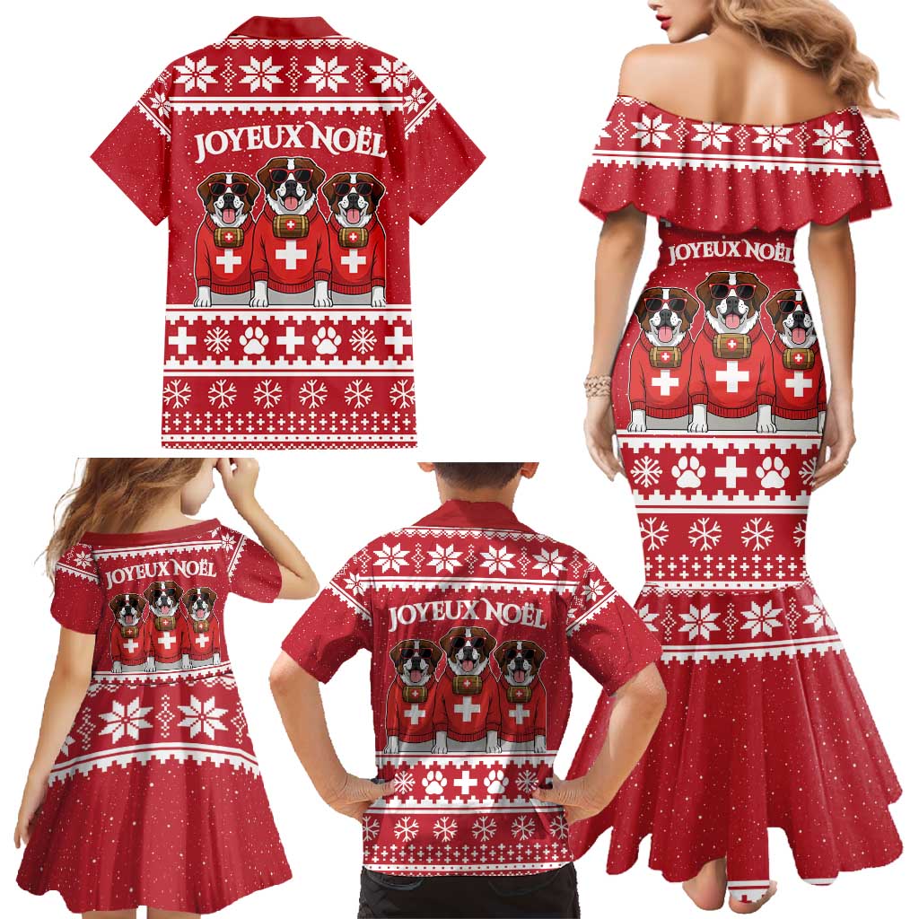 Saint Bernard Dog Switzerland Christmas Family Matching Mermaid Dress and Hawaiian Shirt - Wonder Print Shop
