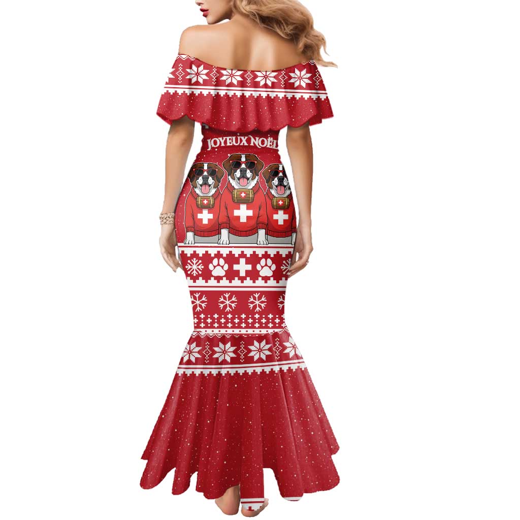 Saint Bernard Dog Switzerland Christmas Family Matching Mermaid Dress and Hawaiian Shirt - Wonder Print Shop