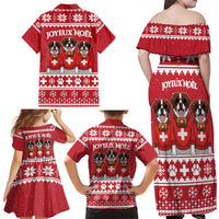 Saint Bernard Dog Switzerland Christmas Family Matching Off Shoulder Maxi Dress and Hawaiian Shirt - Wonder Print Shop