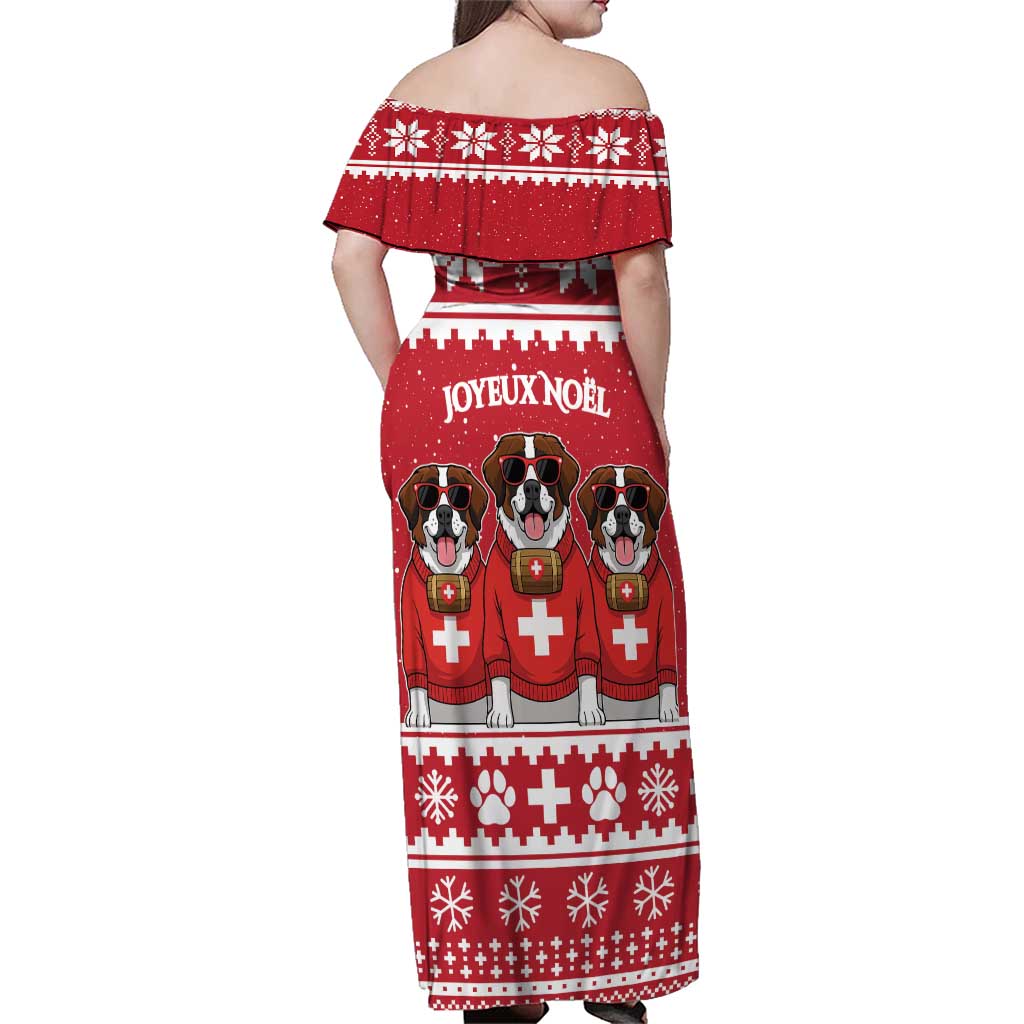 Saint Bernard Dog Switzerland Christmas Family Matching Off Shoulder Maxi Dress and Hawaiian Shirt - Wonder Print Shop