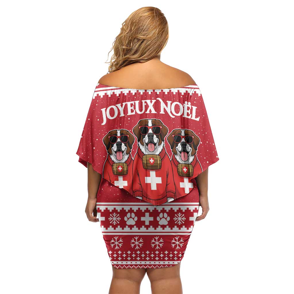 Saint Bernard Dog Switzerland Christmas Family Matching Off Shoulder Short Dress and Hawaiian Shirt - Wonder Print Shop
