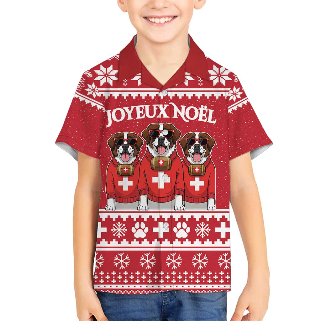 Saint Bernard Dog Switzerland Christmas Family Matching Off Shoulder Short Dress and Hawaiian Shirt - Wonder Print Shop