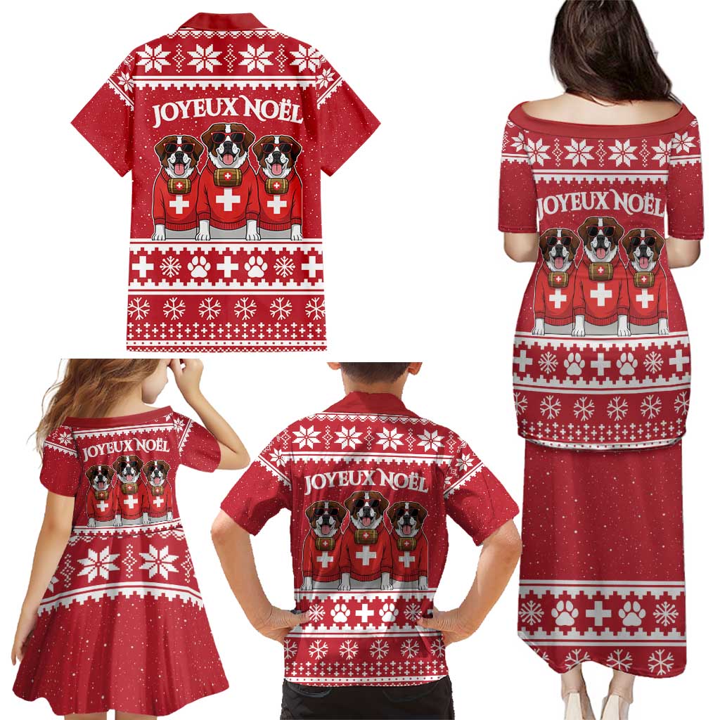 Saint Bernard Dog Switzerland Christmas Family Matching Puletasi and Hawaiian Shirt - Wonder Print Shop