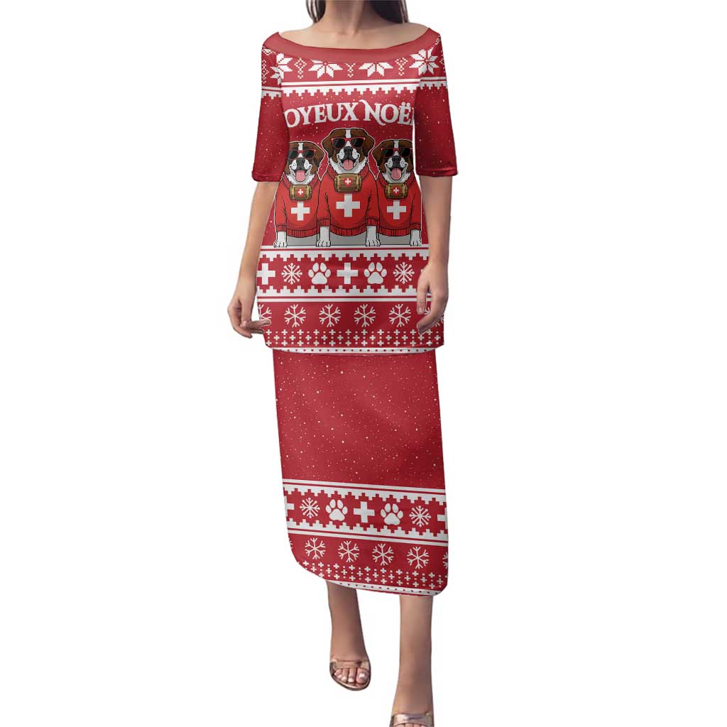 Saint Bernard Dog Switzerland Christmas Family Matching Puletasi and Hawaiian Shirt - Wonder Print Shop