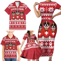Saint Bernard Dog Switzerland Christmas Family Matching Short Sleeve Bodycon Dress and Hawaiian Shirt - Wonder Print Shop