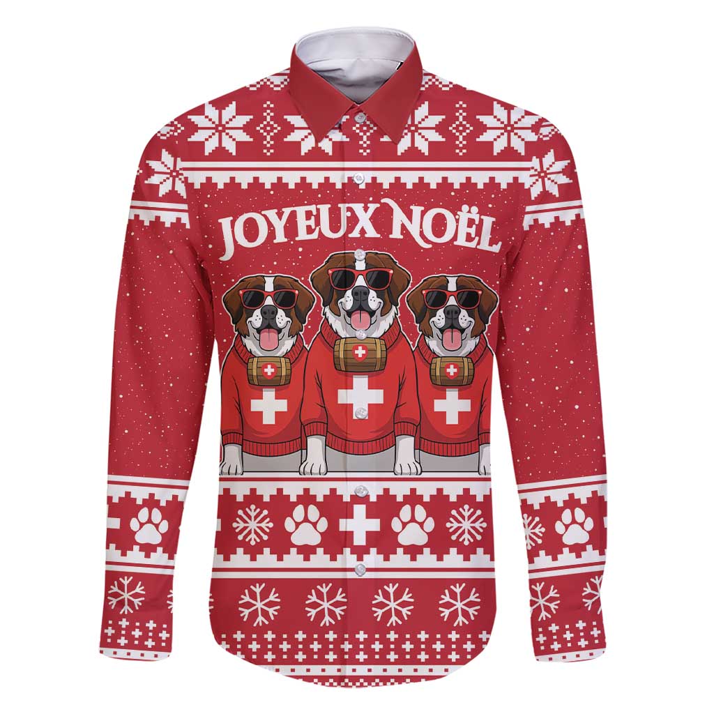 Saint Bernard Dog Switzerland Christmas Family Matching Short Sleeve Bodycon Dress and Hawaiian Shirt - Wonder Print Shop