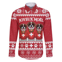 Saint Bernard Dog Switzerland Christmas Family Matching Short Sleeve Bodycon Dress and Hawaiian Shirt - Wonder Print Shop