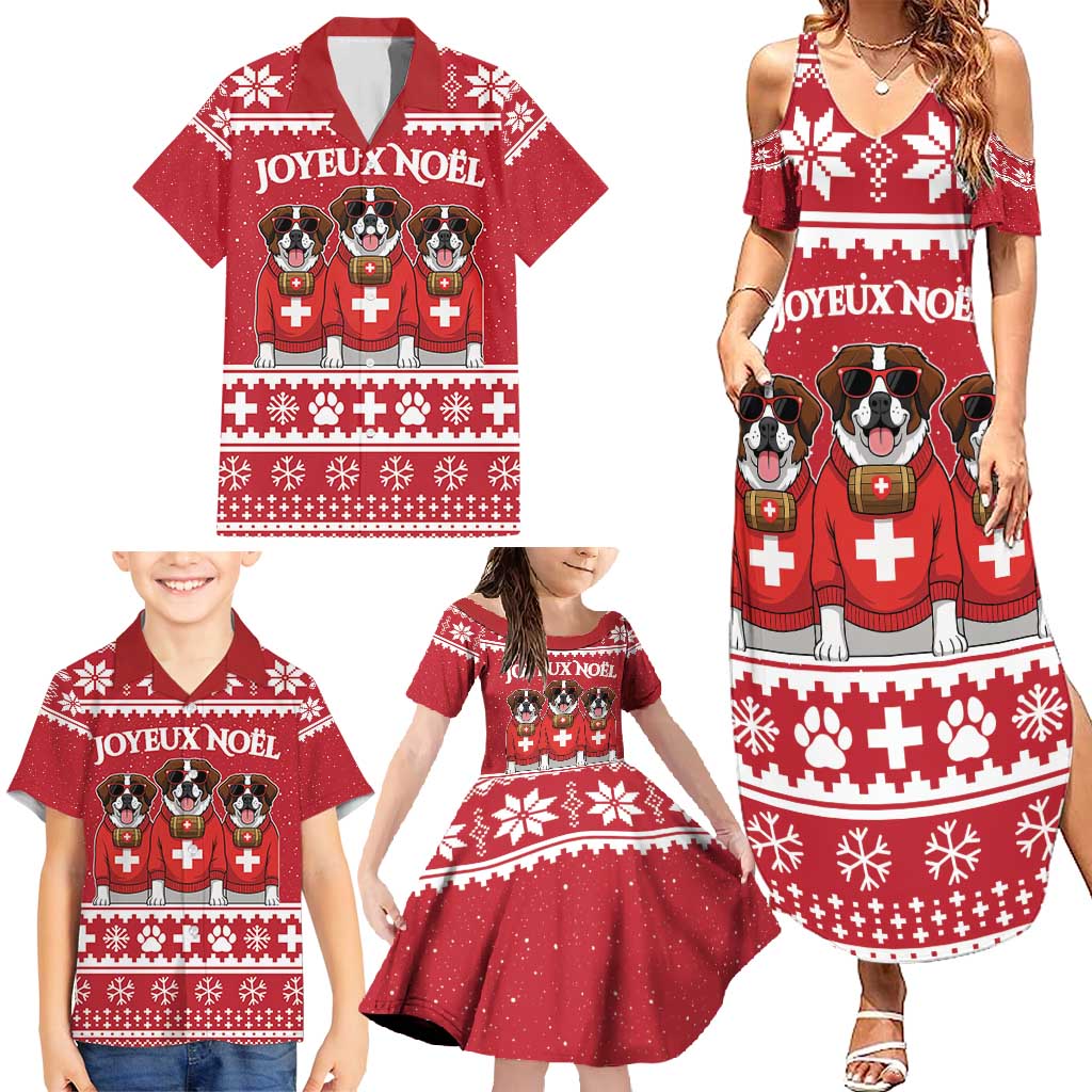 Saint Bernard Dog Switzerland Christmas Family Matching Summer Maxi Dress and Hawaiian Shirt - Wonder Print Shop