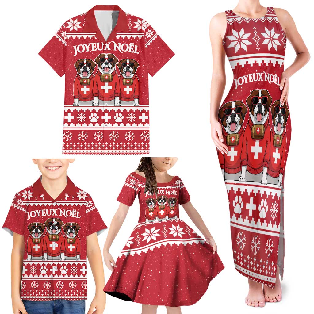 Saint Bernard Dog Switzerland Christmas Family Matching Tank Maxi Dress and Hawaiian Shirt - Wonder Print Shop