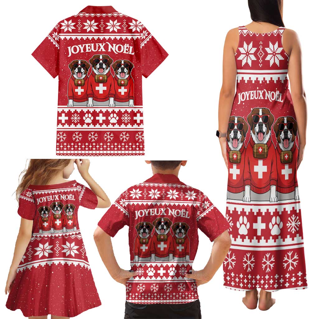 Saint Bernard Dog Switzerland Christmas Family Matching Tank Maxi Dress and Hawaiian Shirt - Wonder Print Shop