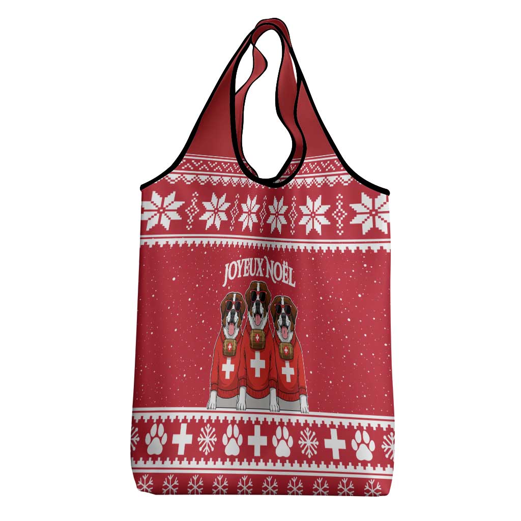 Saint Bernard Dog Switzerland Christmas Grocery Bag - Wonder Print Shop
