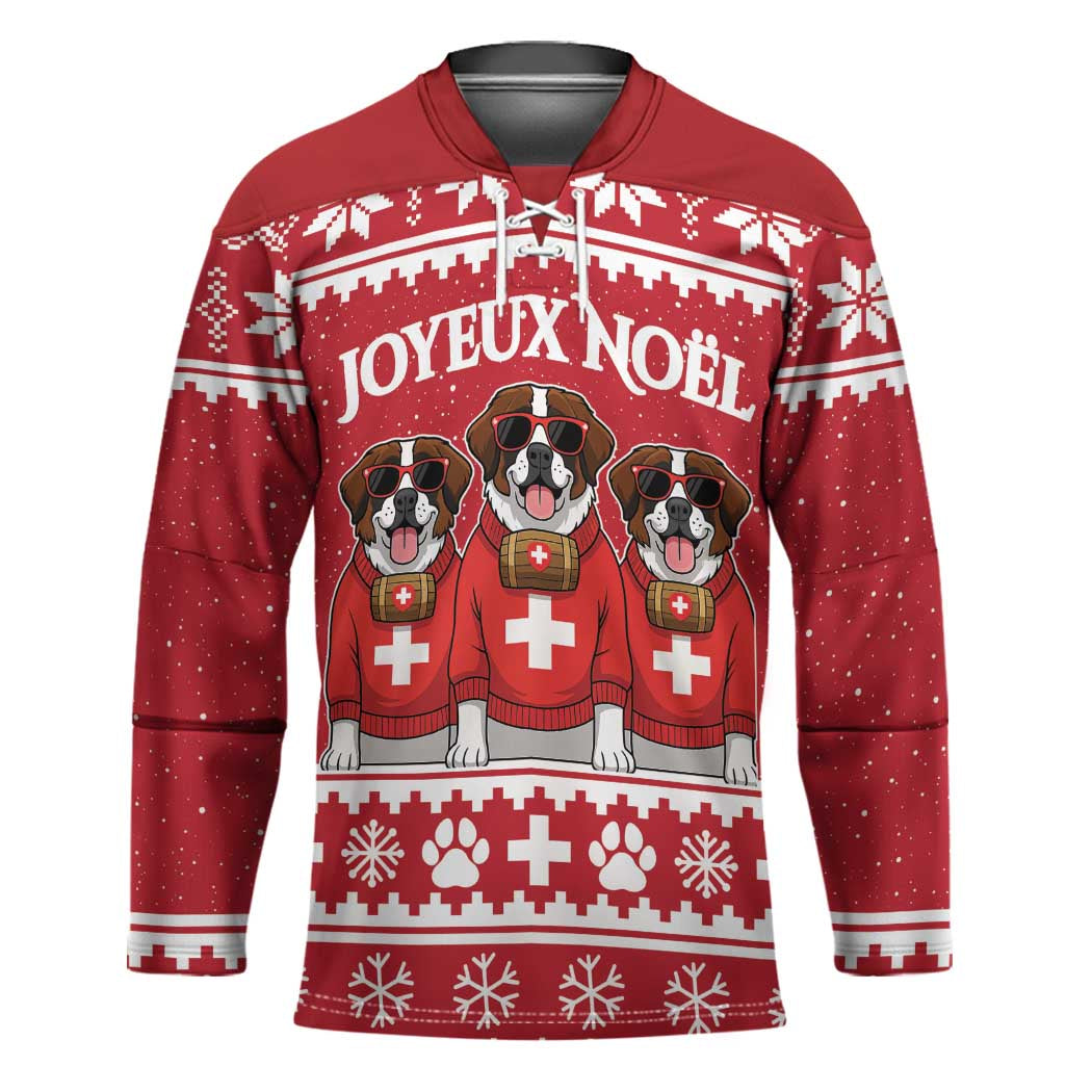 Saint Bernard Dog Switzerland Christmas Hockey Jersey - Wonder Print Shop