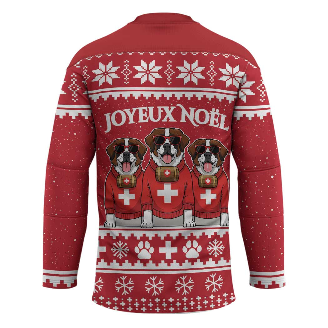 Saint Bernard Dog Switzerland Christmas Hockey Jersey - Wonder Print Shop