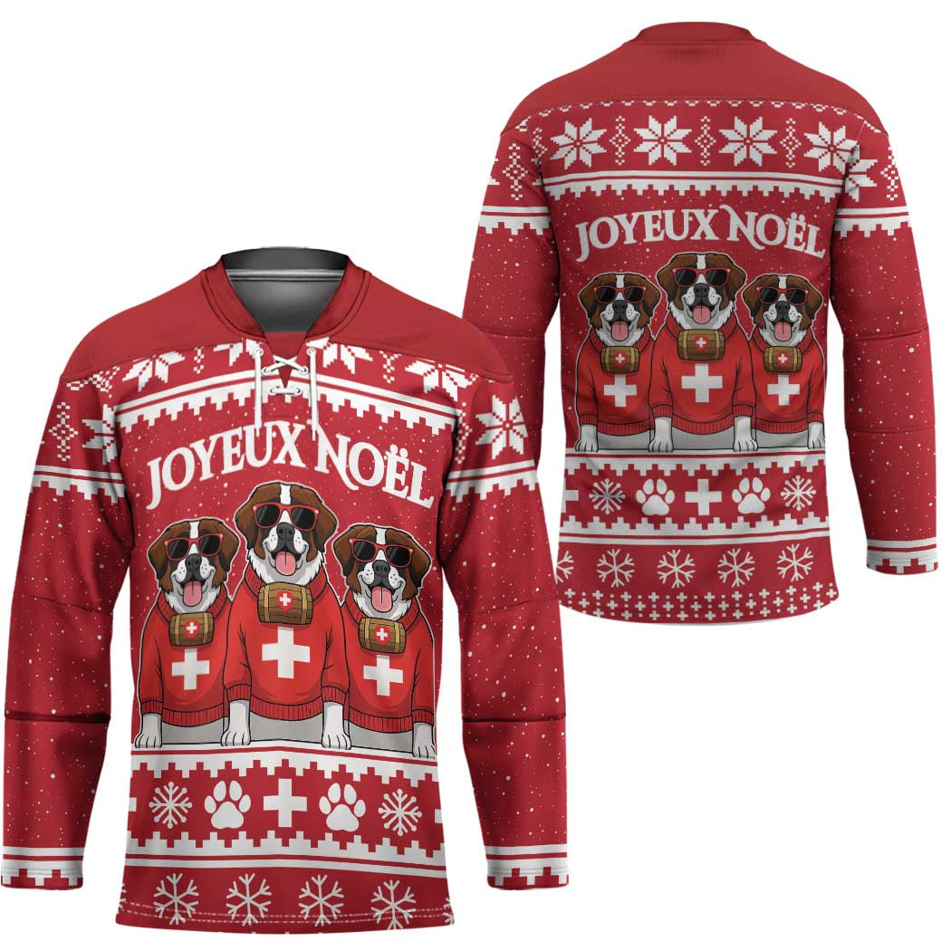 Saint Bernard Dog Switzerland Christmas Hockey Jersey - Wonder Print Shop
