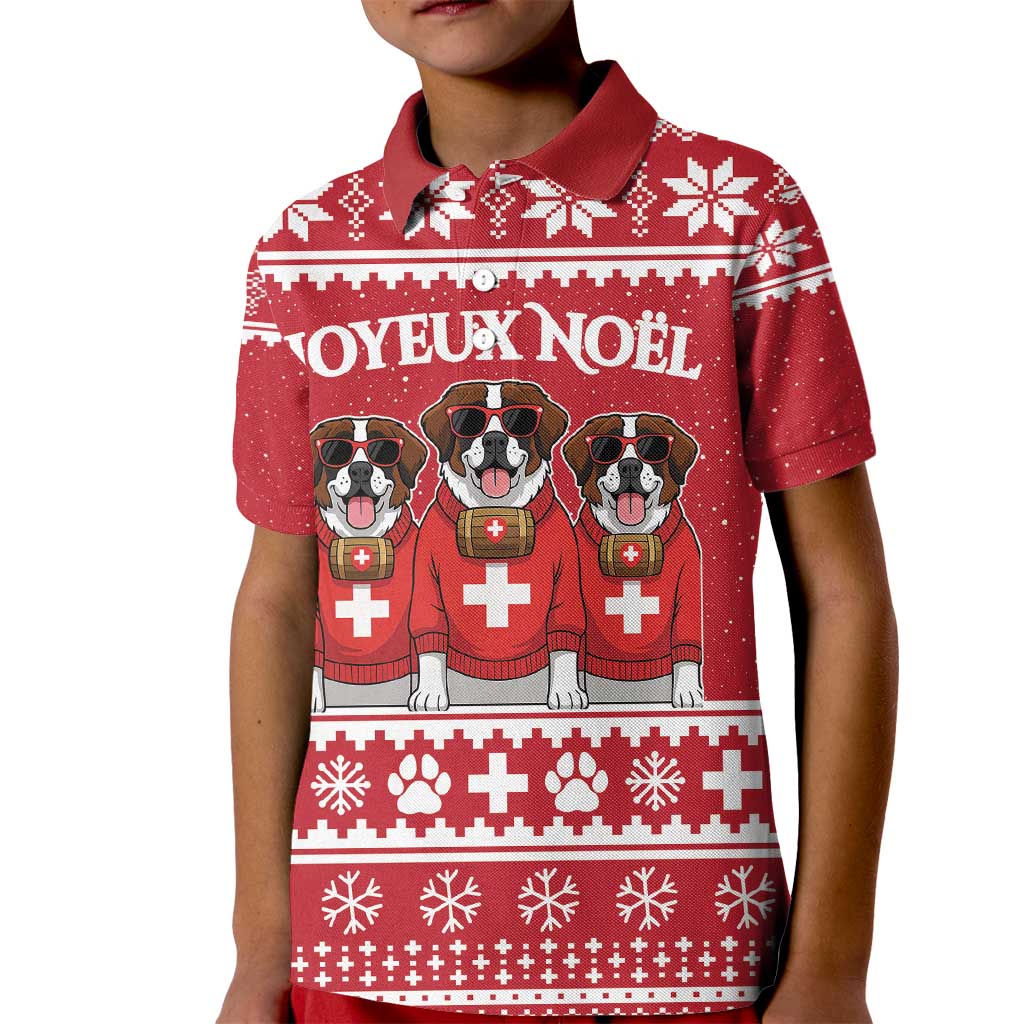 Saint Bernard Dog Switzerland Christmas Kid Polo Shirt - Wonder Print Shop