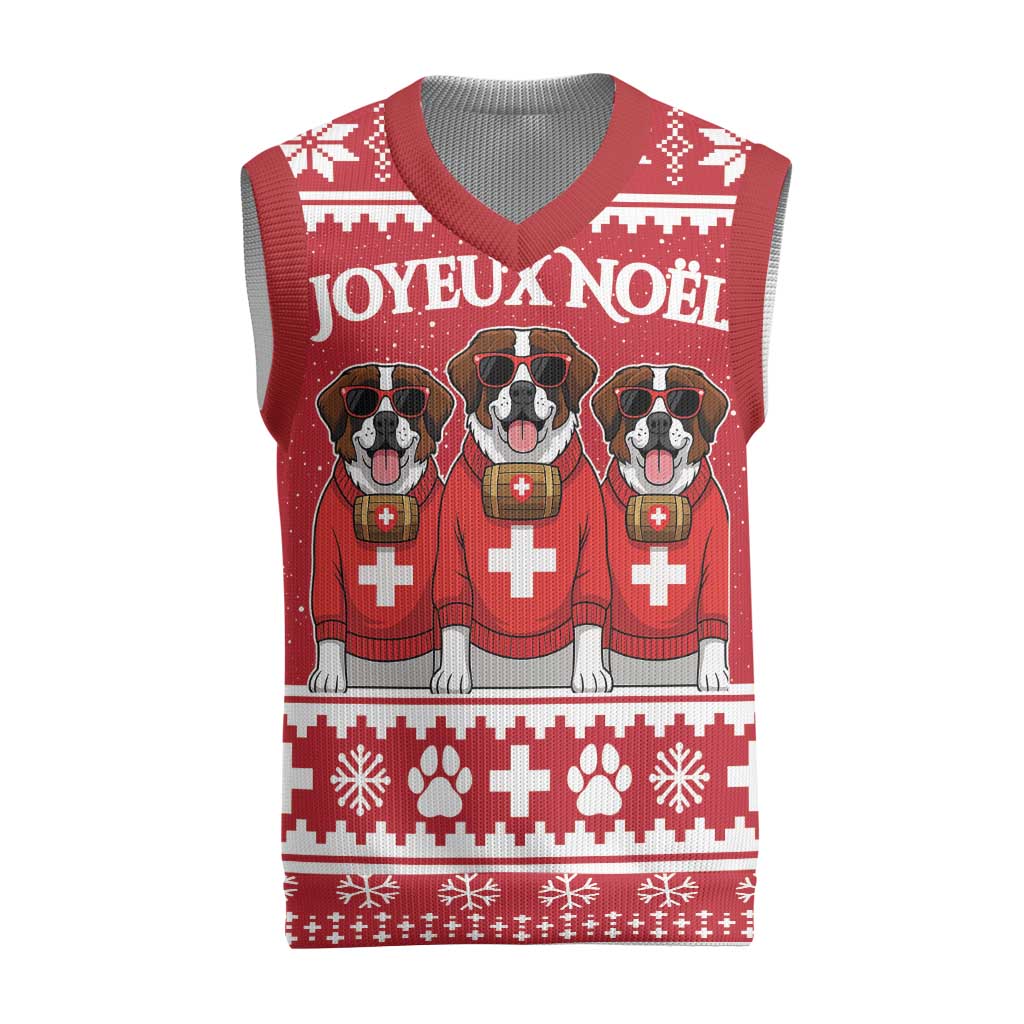 Saint Bernard Dog Switzerland Christmas Knitted V-Neck Vest - Wonder Print Shop