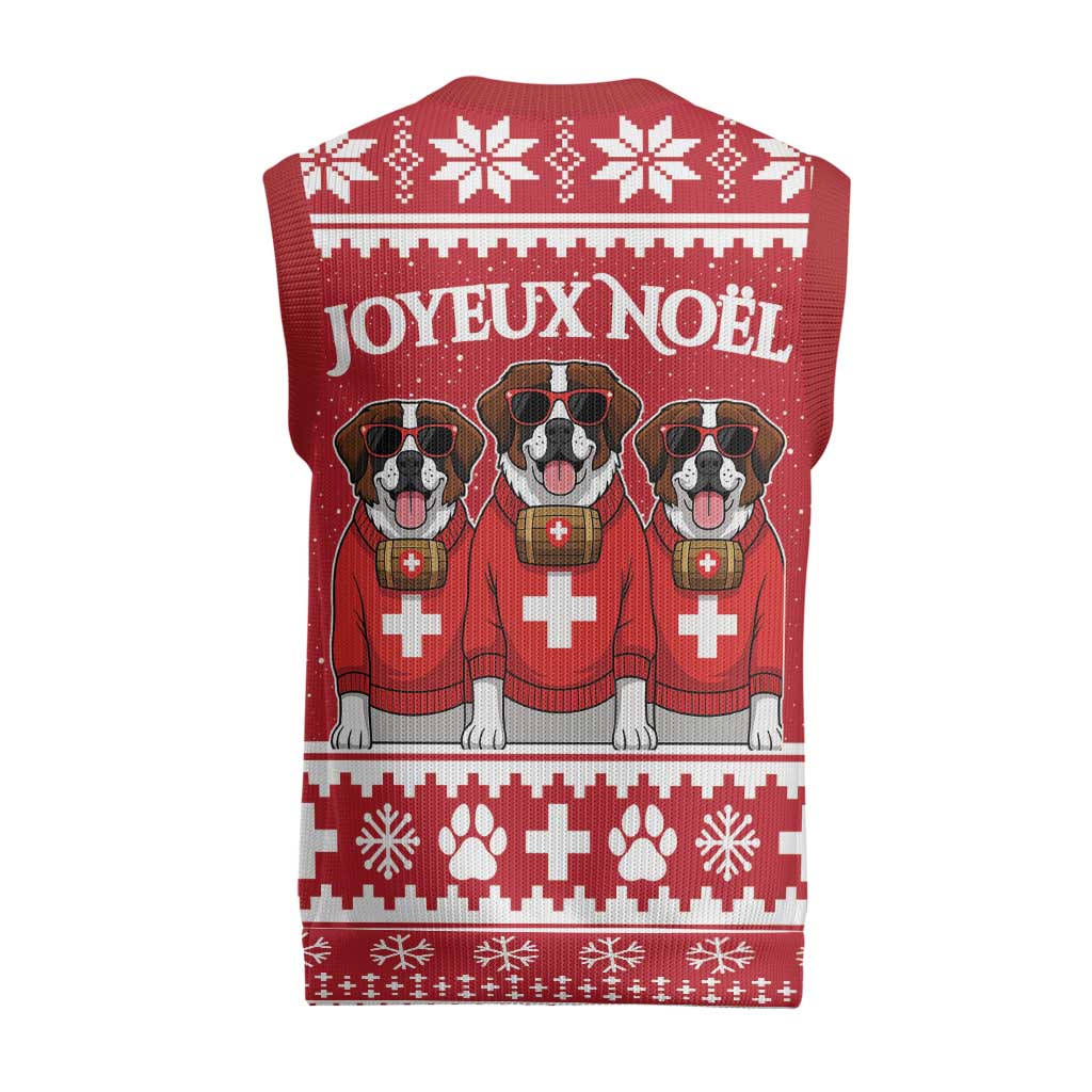 Saint Bernard Dog Switzerland Christmas Knitted V-Neck Vest - Wonder Print Shop