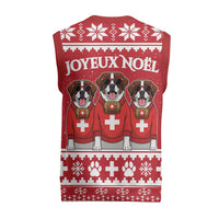 Saint Bernard Dog Switzerland Christmas Knitted V-Neck Vest - Wonder Print Shop