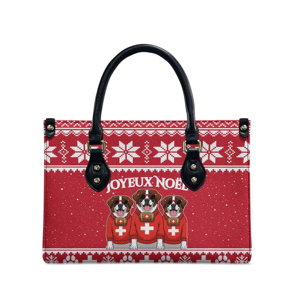 Saint Bernard Dog Switzerland Christmas Leather Bag - Wonder Print Shop