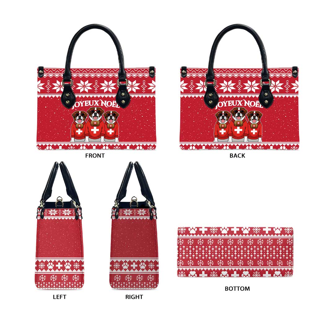 Saint Bernard Dog Switzerland Christmas Leather Bag - Wonder Print Shop