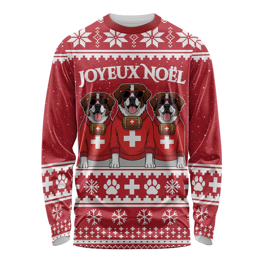 Saint Bernard Dog Switzerland Christmas Long Sleeve Shirt - Wonder Print Shop