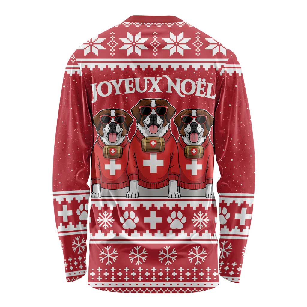 Saint Bernard Dog Switzerland Christmas Long Sleeve Shirt - Wonder Print Shop